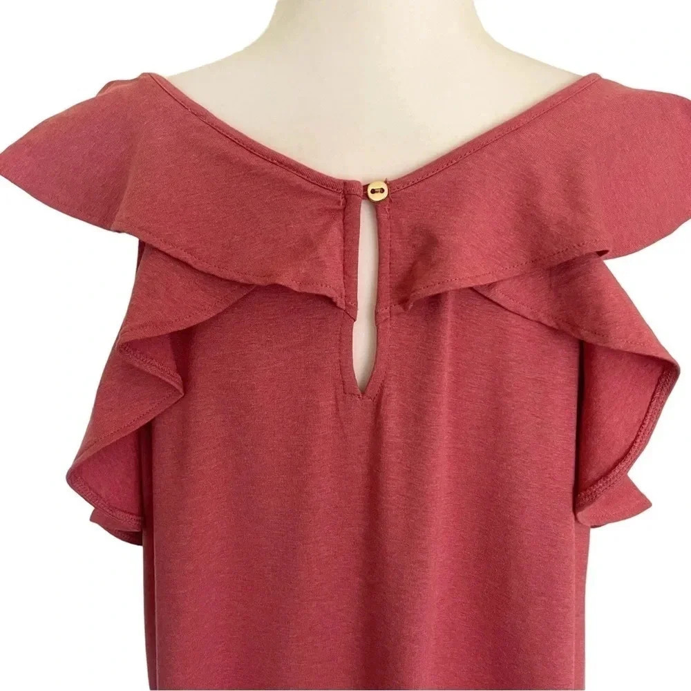 NWT LOFT Pink Ruffle Sleeve Swing Dress - Picture 5 of 5